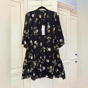 Erdem Black and White Floral Silk dress, great with black pumps or black boots!